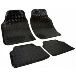 WOLTU Set Tappetini 4 Pezzi In PVC Auto Universali Tappeto Antiscivolo Nero