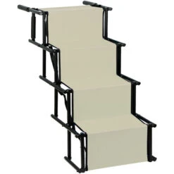 Scala Pieghevole Per Animali A 4 Gradini 101x76x47cm Beige