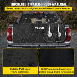 VEVOR Tailgate Pad, 140cm Protezione Per Portellone Posteriore Per 5 Bici, 137x20x50cm Pad Di Protezione Portellone Con 2 Tasca, Pad Portellone In Materiale PVC+Flanella, Pad Del Portellone Del Camion -Offerta economica Michelin 82818200 3