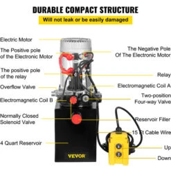 VEVOR Pompa Idraulica Hydraulic Pump 12V DC Doppia Azione Con Serbatoio DeAcciaio Per Elevatore (4L) -Offerta economica Michelin 82818715 5