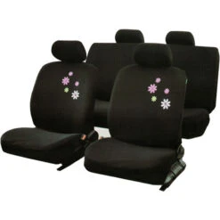 Set Coprisedili Auto Nero Con Fiori Anteriore Posteriore Protezione Sedile 03715 -Offerta economica Michelin 83938178 2