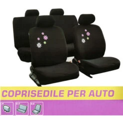 Set Coprisedili Auto Nero Con Fiori Anteriore Posteriore Protezione Sedile 03715 -Offerta economica Michelin 83938178 3