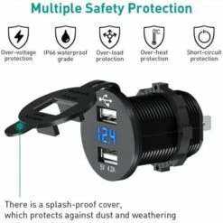 Presa USB 12V Caricabatteria Da Auto 5V 4.2A Caricabatteria Da Auto USB Impermeabile Adattatore Per Accendisigari Con Voltmetro Digitale Per Motocicli -Offerta economica Michelin 85912450 3