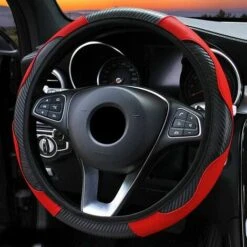 Coprivolante Universale Per Auto In Pelle Microfibra Antiscivolo Senza Anello Interno (rosso)