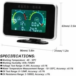 4-in-1 Auto LCD Digitale Manometro Olio Tensione Temperatura Acqua Indicatore Carburante Strumento Universale 9-36V Per Auto Camion SUV RV Nero -Offerta economica Michelin 86182538 4