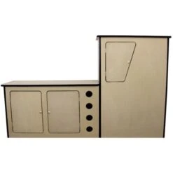 MonsterShop - Cucina Da Camper In Legno MDF Spessore 18mm Con 3 Armadietti E Spazi Portavino 202cm X 42cm X 124cm
