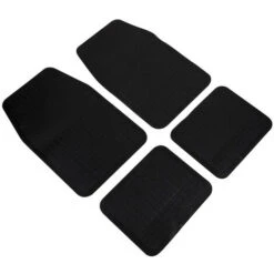 Set 4 Tappetini Per Auto Universali In Gomma Tappeti Antiscivolo Resistenti Nero