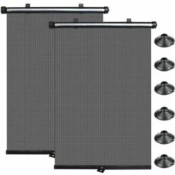 Tendine Parasole Retrattili Con 6 Ventose E Visiera Parasole Regolabile Per Auto (nero) Confezione Da 2 Per Finestrino Auto Da 15,7 X 17,7 Pollici