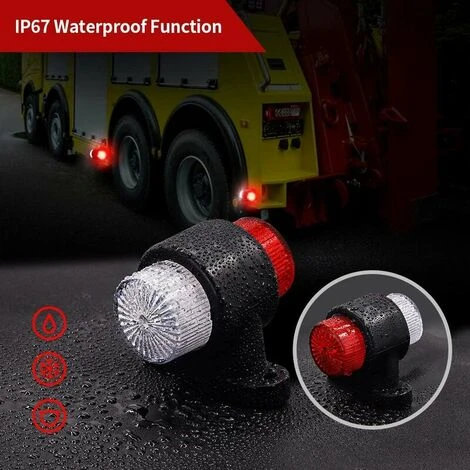 2pcs 8LED Rosso Bianco Luci Di Posizione Laterali Per Rimorchio 12V 24V 7 2pcs 8LED Rosso Bianco Luci Di Posizione Laterali Per Rimorchio 12V 24V - immagine 5