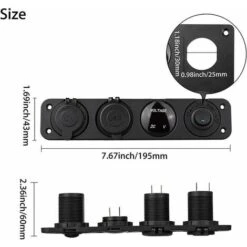 Pannello Interruttori Marini 4 In 1, Presa Di Corrente Per Caricabatterie Con Doppia Presa USB 12V 4.2A E Voltmetro LED E Accendisigari -Offerta economica Michelin 97874577 3