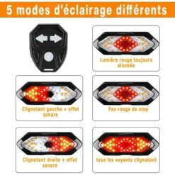 Indicatore Di Direzione E Luce Posteriore Per Bici Con Effetti Sonori, Telecomando Wireless, 5 Diverse Modalità Di Illuminazione, Ricaricabile, Facile Da Installare, Sii Visibile E Indica La Tua Direz -Offerta economica Michelin 97875489 3