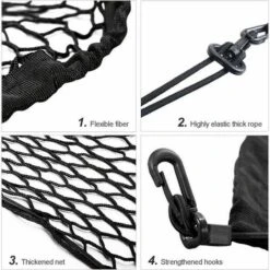 Rete Per Bagagliaio Per Auto Con 4 Ganci, Rete Per Bagagli Fissa In Nylon, Rete Elastica Per Portaoggetti Posteriore Per La Maggior Parte Delle Auto (Nero) -Offerta economica Michelin 98113915 2