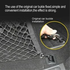 Rete Per Bagagliaio Per Auto Con 4 Ganci, Rete Per Bagagli Fissa In Nylon, Rete Elastica Per Portaoggetti Posteriore Per La Maggior Parte Delle Auto (Nero) -Offerta economica Michelin 98113915 4