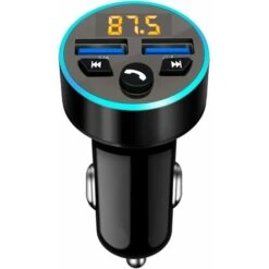 QC3.0 Lettore Mp3 Bluetooth Per Auto Trasmettitore FM Caricatore Mp3 Per Auto Bluetooth Per Caricabatteria Per Auto Multifunzione Per Auto 5.0 Ricarica Rapida Per Auto Dual USB Bluetooth,Nero, Kueatil